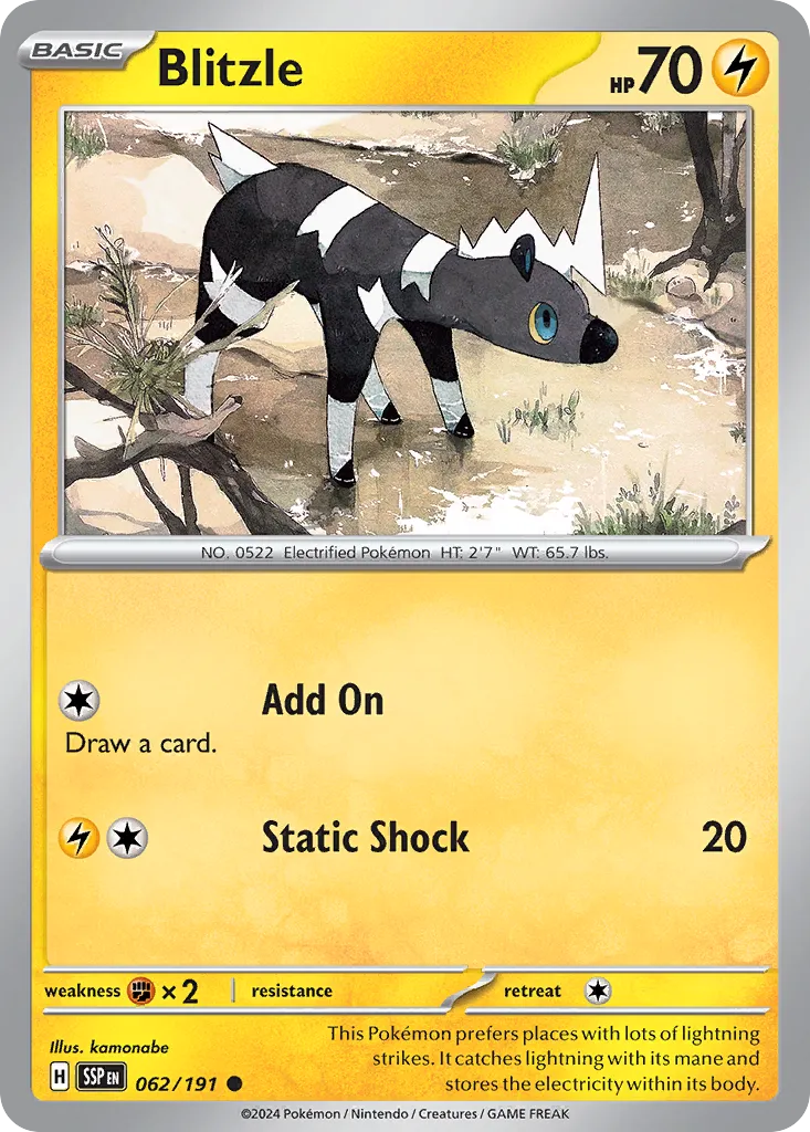 Blitzle 062/191 — Surging Sparks (English Pokémon TCG card)