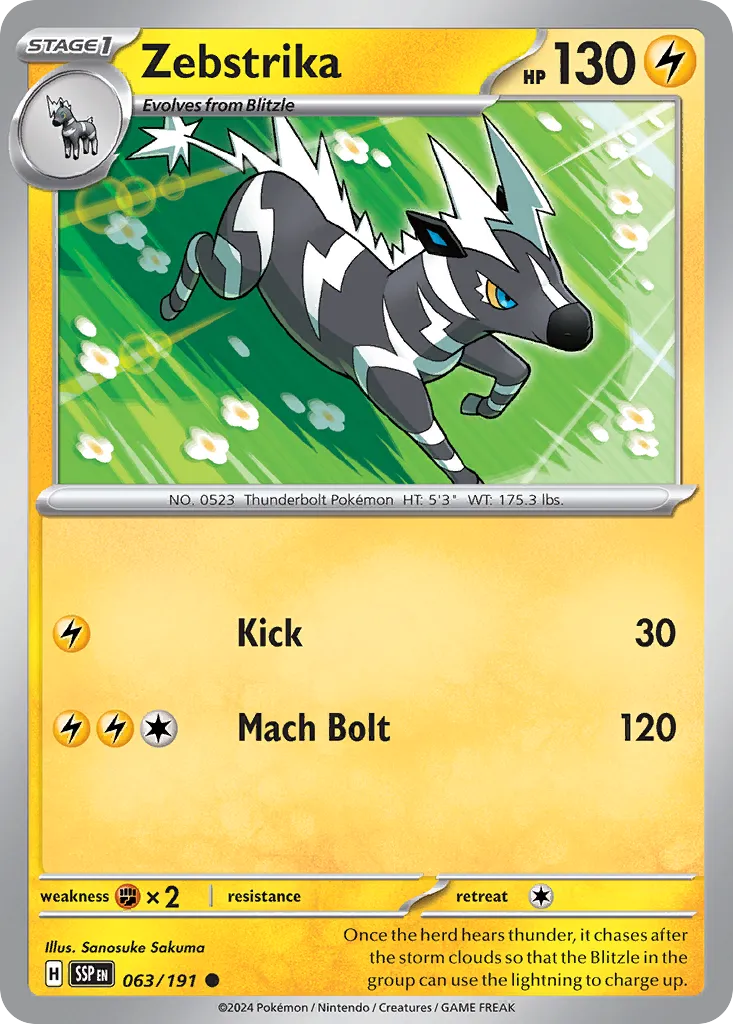 Zebstrika 063/191 — Surging Sparks (English Pokémon TCG card)
