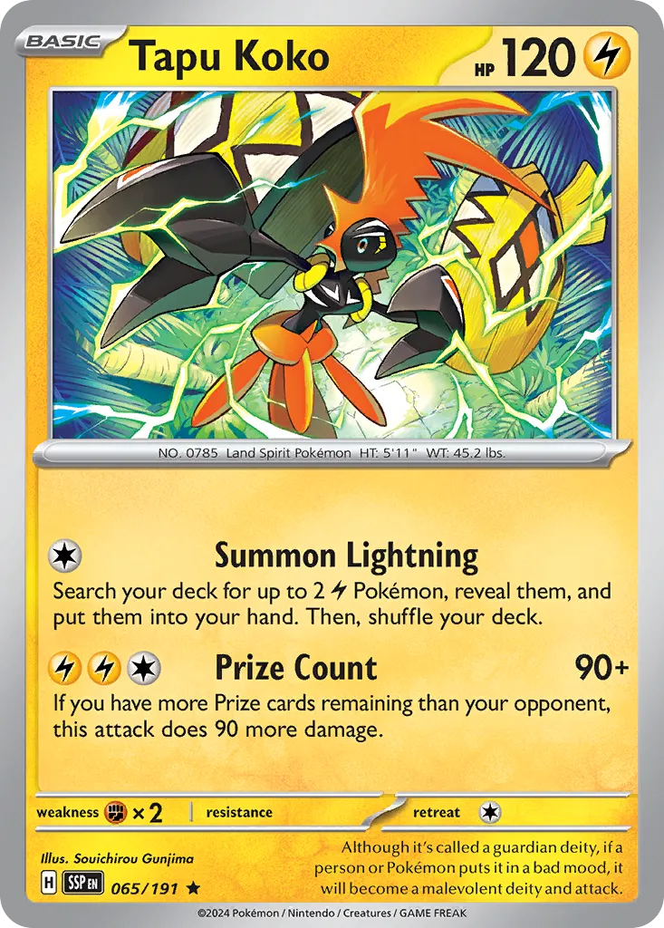 Tapu Koko 065/191 — Surging Sparks (English Pokémon TCG card)