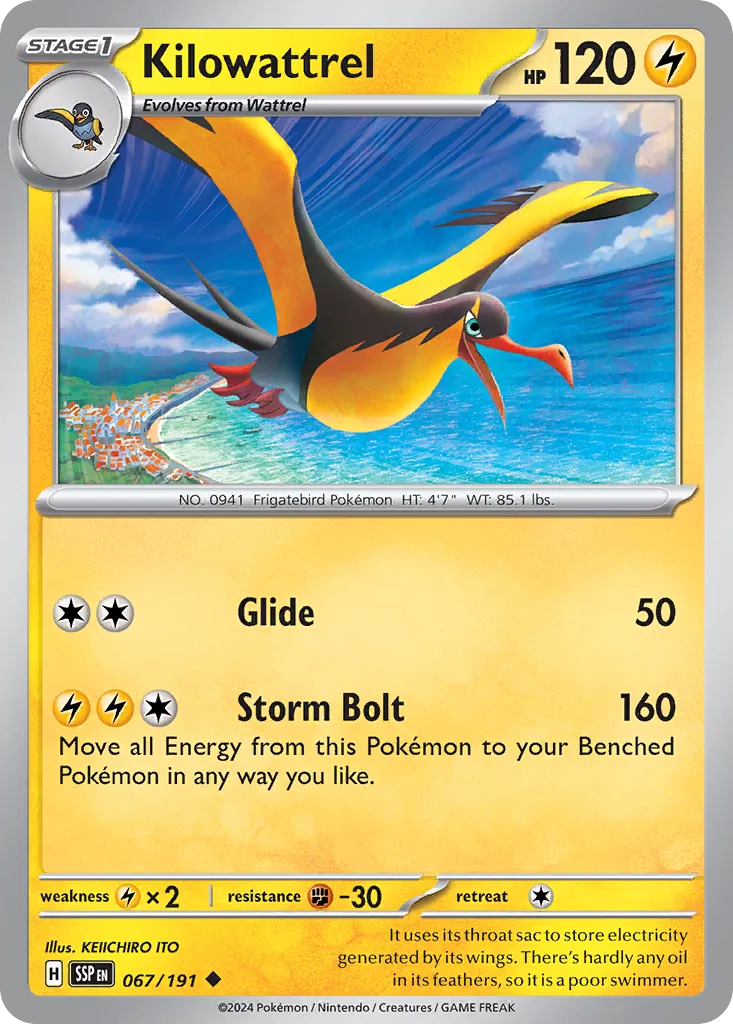 Kilowattrel 067/191 — Surging Sparks (English Pokémon TCG card)