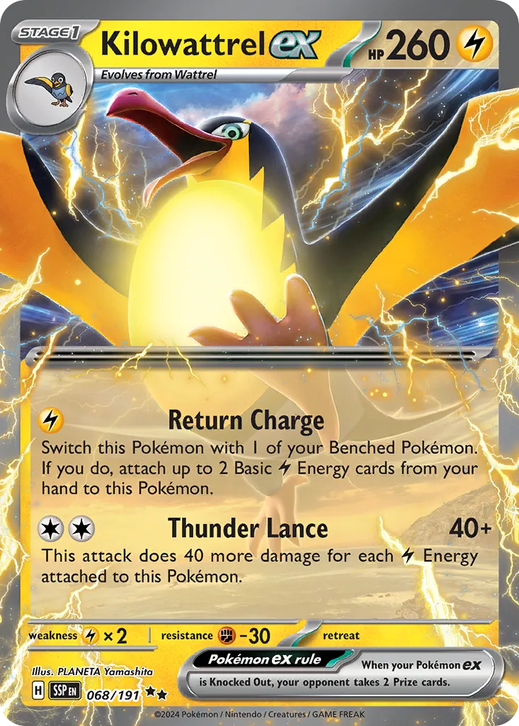 Kilowattrel ex 068/191 — Surging Sparks (English Pokémon TCG card)