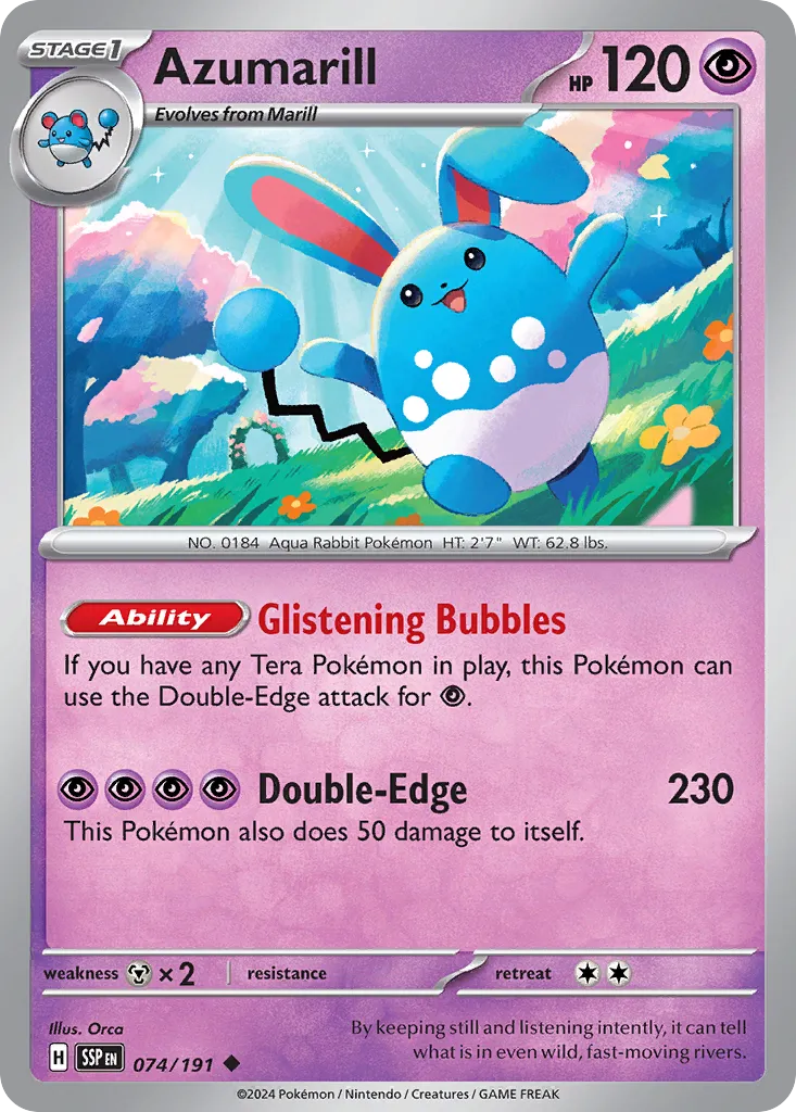 Azumarill 074/191 — Surging Sparks (English Pokémon TCG card)