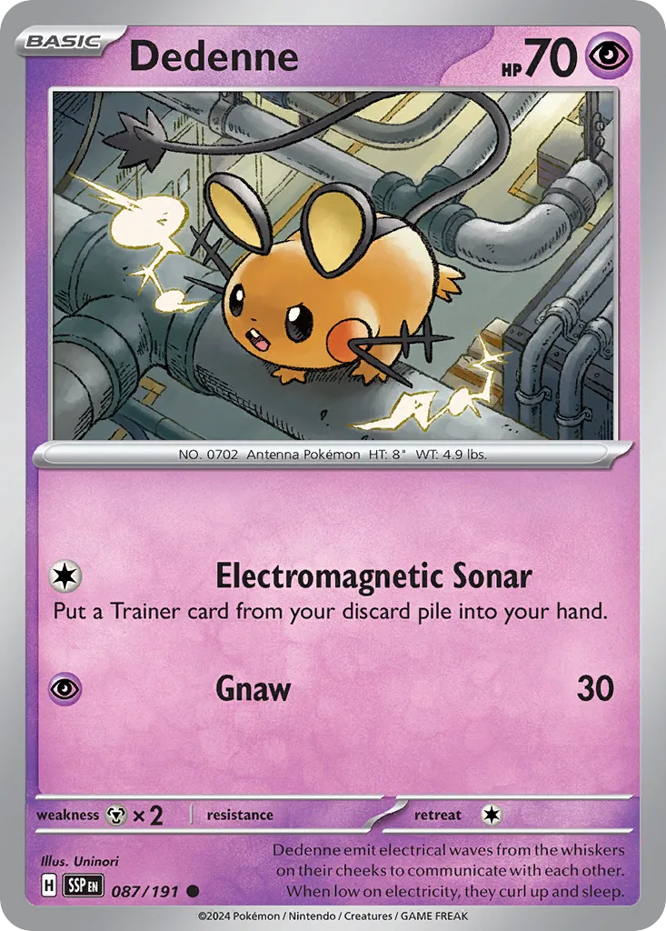 Dedenne 087/191 — Surging Sparks (English Pokémon TCG card)