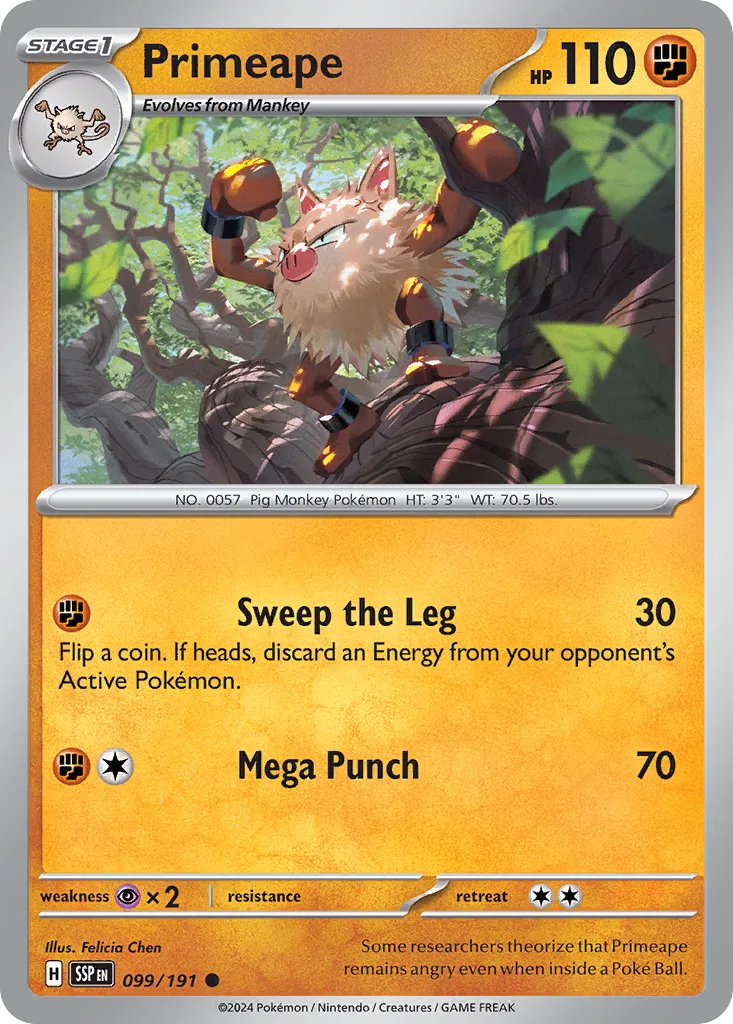 Primeape 099/191 — Surging Sparks (English Pokémon TCG card)