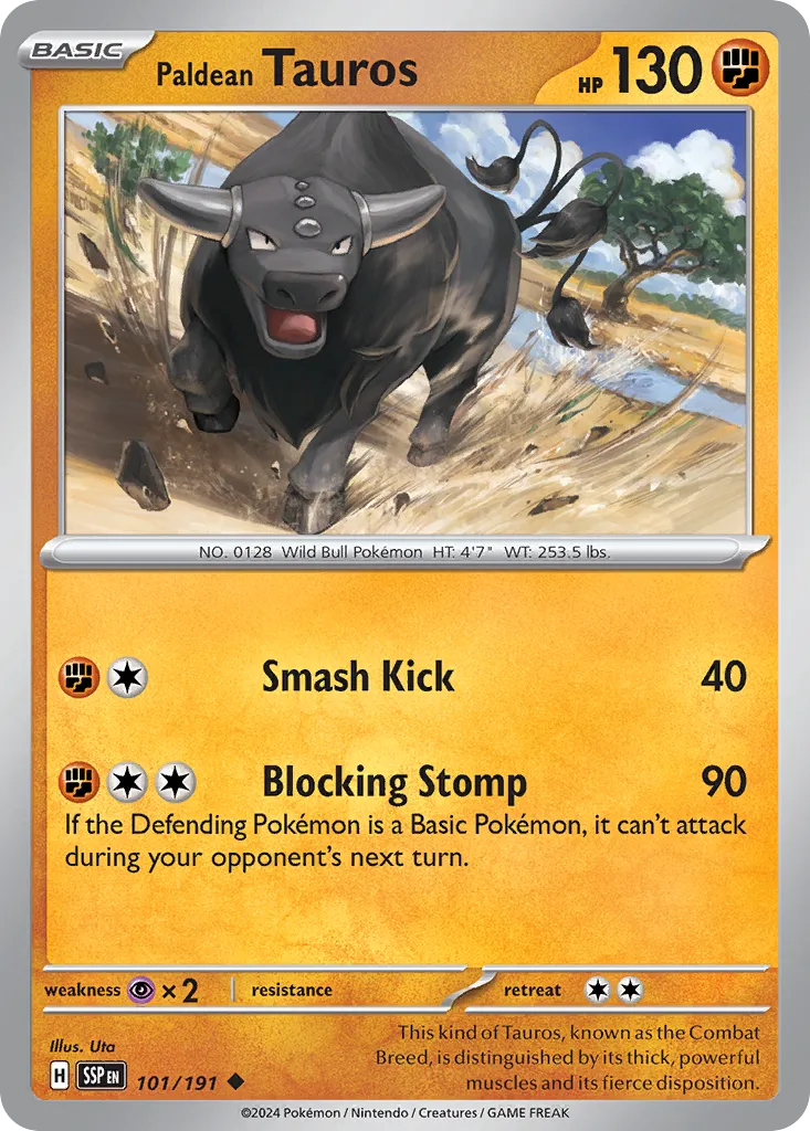 Paldean Tauros 101/191 — Surging Sparks (English Pokémon TCG card)