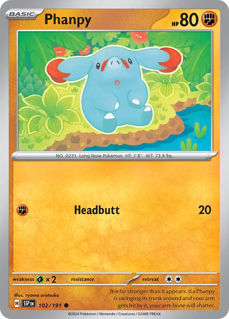 Phanpy 102/191 — Surging Sparks (English Pokémon TCG card)