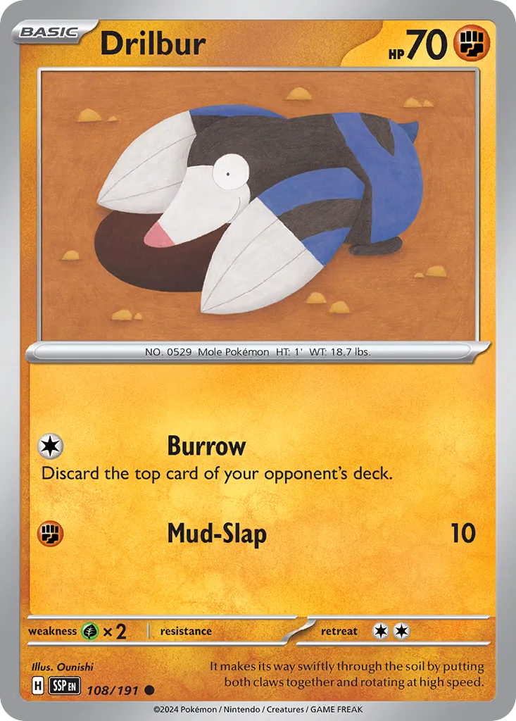 Drilbur 108/191 — Surging Sparks (English Pokémon TCG card)