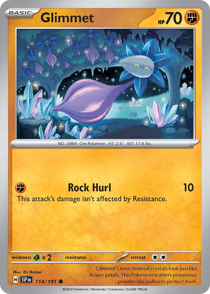 Glimmet 114/191 — Surging Sparks (English Pokémon TCG card)