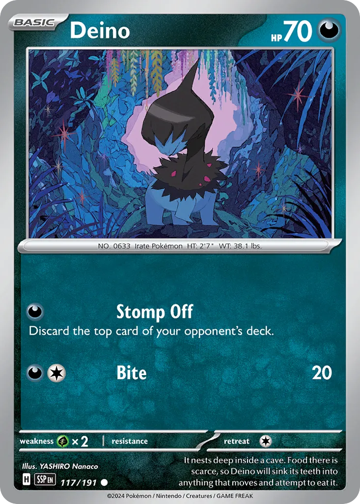 Deino 117/191 — Surging Sparks (English Pokémon TCG card)