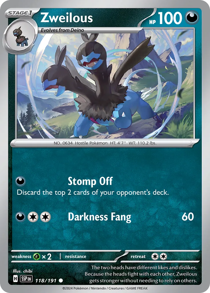 Zweilous 118/191 — Surging Sparks (English Pokémon TCG card)