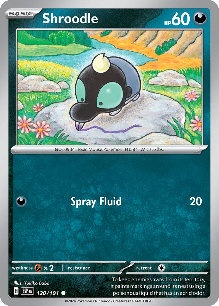 Shroodle 120/191 — Surging Sparks (English Pokémon TCG card)