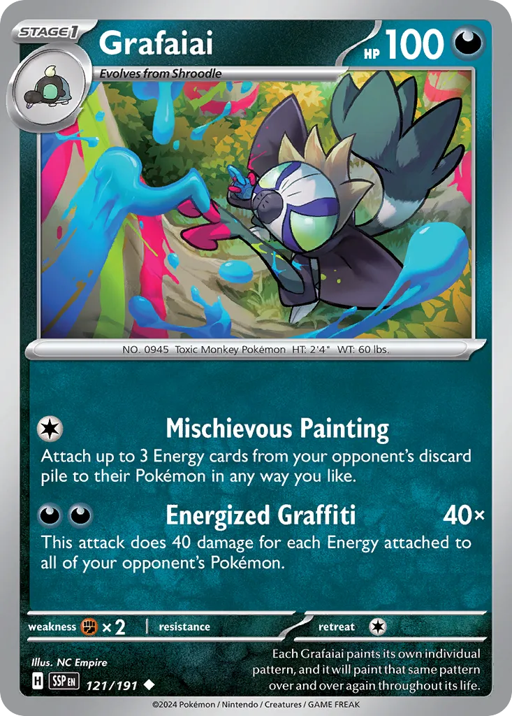 Grafaiai 121/191 — Surging Sparks (English Pokémon TCG card)