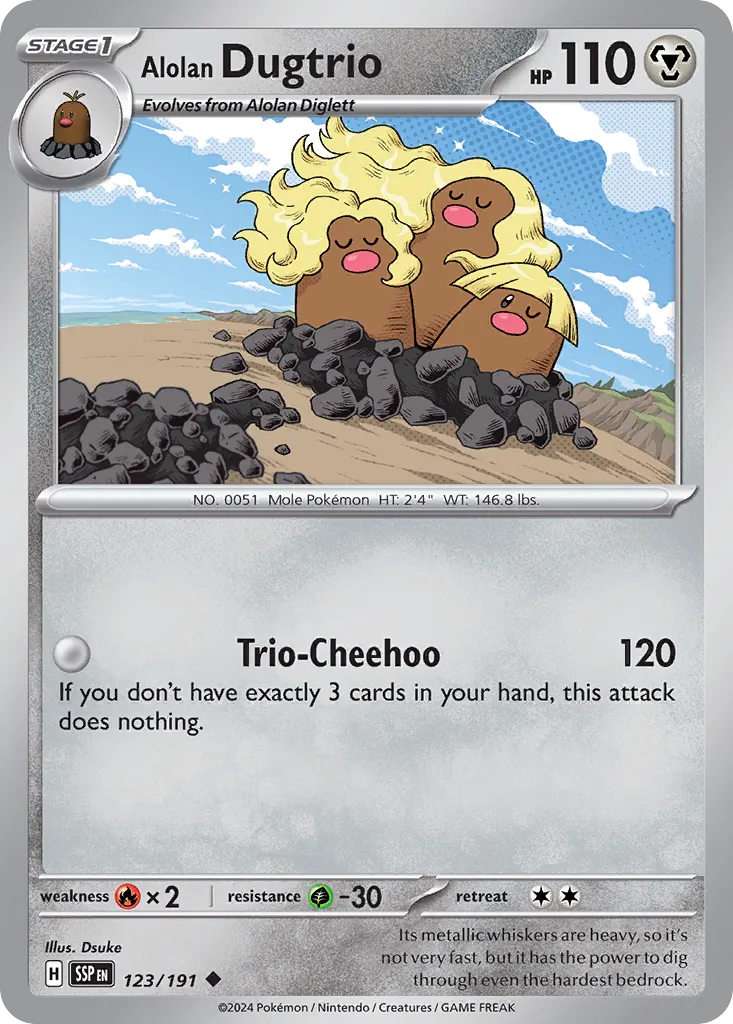 Alolan Dugtrio 123/191 — Surging Sparks (English Pokémon TCG card)