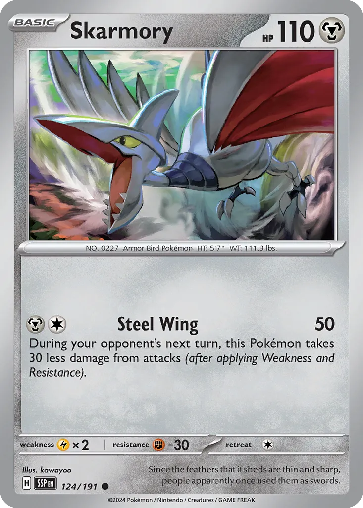 Skarmory 124/191 — Surging Sparks (English Pokémon TCG card)