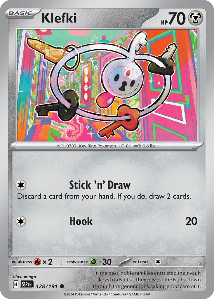 Klefki 128/191 — Surging Sparks (English Pokémon TCG card)
