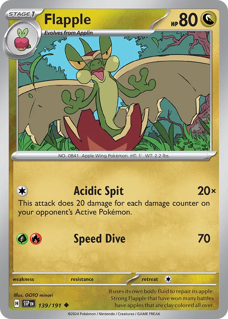 Flapple 139/191 — Surging Sparks (English Pokémon TCG card)
