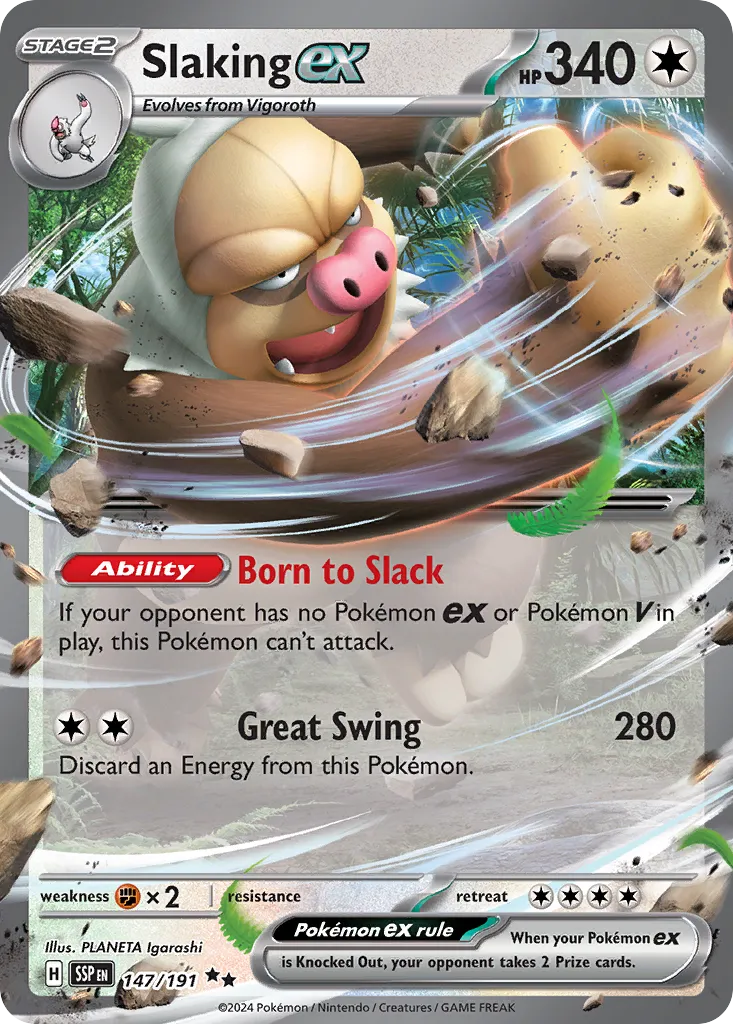Slaking ex 147/191 — Surging Sparks (English Pokémon TCG card)