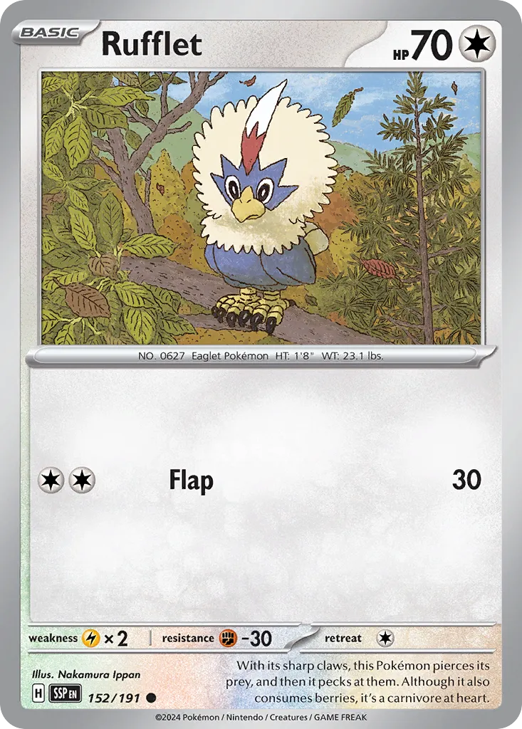 Rufflet 152/191 — Surging Sparks (English Pokémon TCG card)