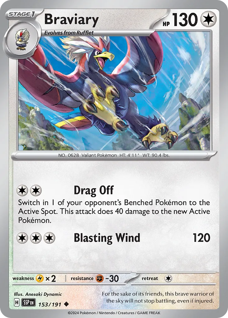 Braviary 153/191 — Surging Sparks (English Pokémon TCG card)