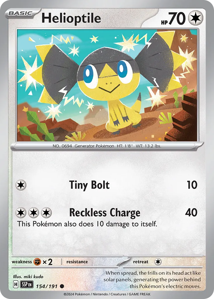 Helioptile 154/191 — Surging Sparks (English Pokémon TCG card)