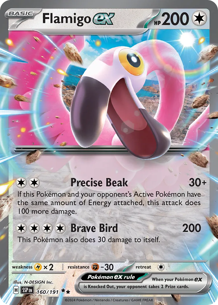 Flamigo ex 160/191 — Surging Sparks (English Pokémon TCG card)