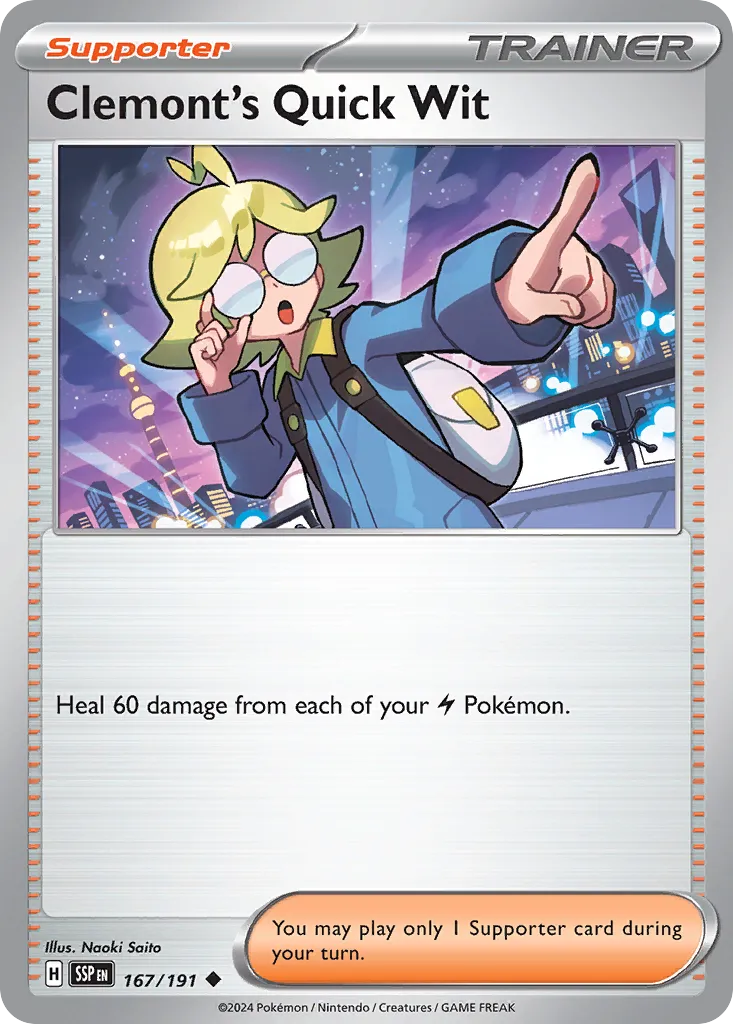 Clemont's Quick Wit 167/191 — Surging Sparks (English Pokémon TCG card)