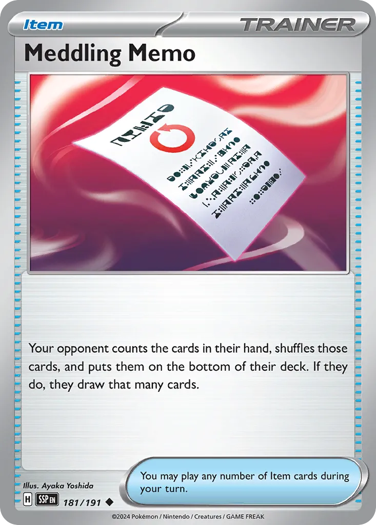 Meddling Memo 181/191 — Surging Sparks (English Pokémon TCG card)