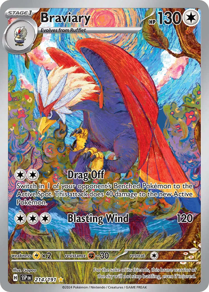 Braviary 214/191 — Surging Sparks (English Pokémon TCG card)