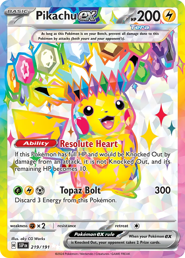 Pikachu ex 219/191 — Surging Sparks (English Pokémon TCG card)