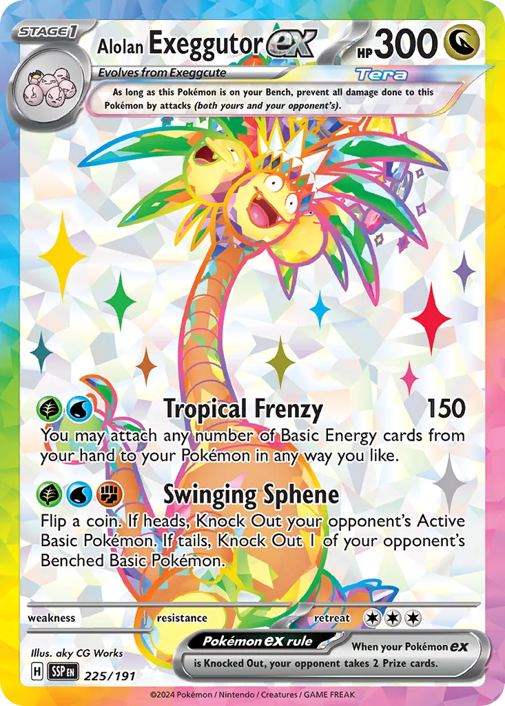 Alolan Exeggutor ex 225/191 — Surging Sparks (English Pokémon TCG card)
