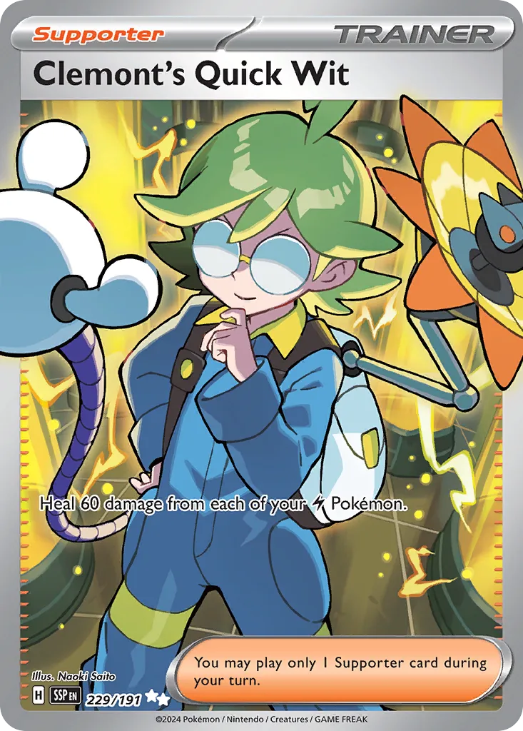 Clemont's Quick Wit 229/191 — Surging Sparks (English Pokémon TCG card)