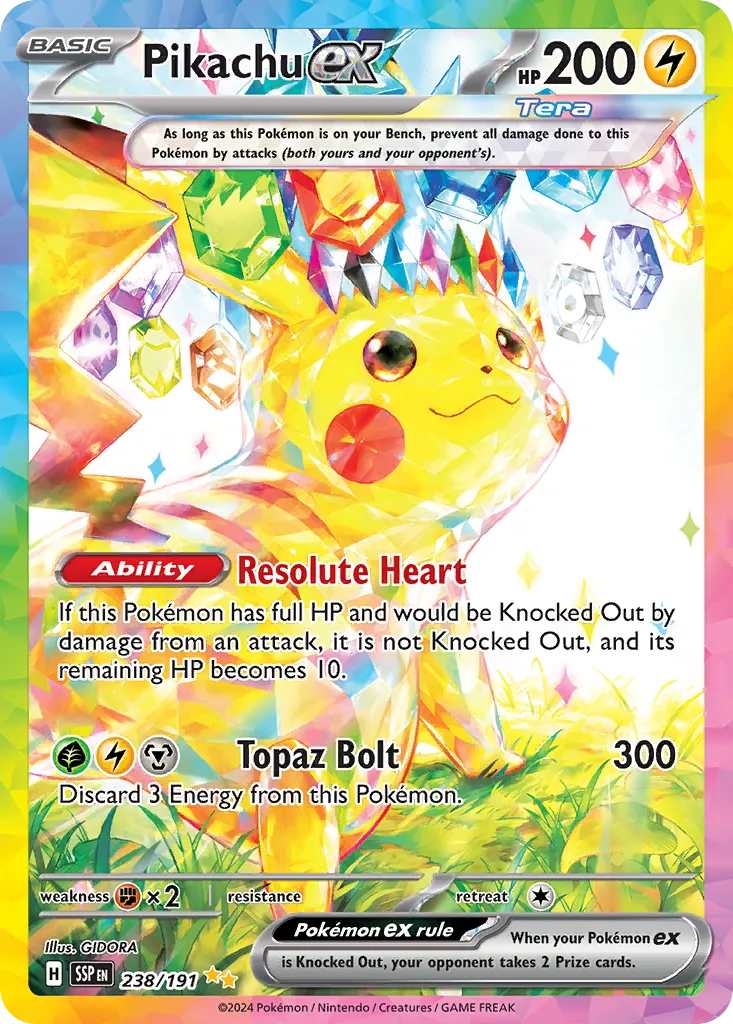 Pikachu ex 238/191 — Surging Sparks (English Pokémon TCG card)