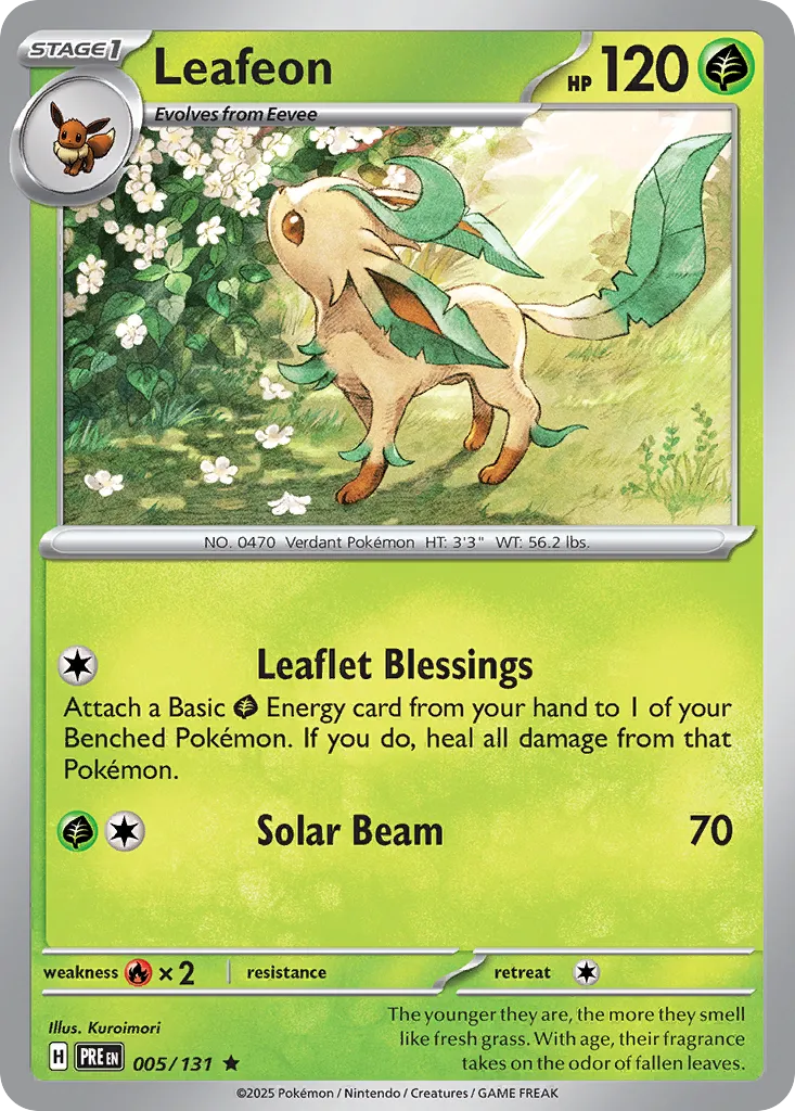 Leafeon 005/131 — Prismatic Evolutions (English Pokémon TCG card)