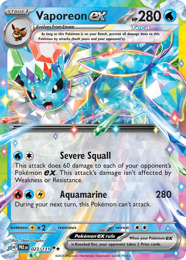 Vaporeon ex 023/131 — Prismatic Evolutions (English Pokémon TCG card)