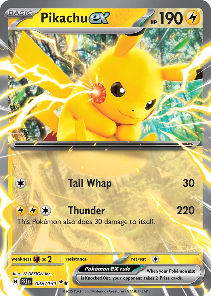 Pikachu ex 028/131 — Prismatic Evolutions (English Pokémon TCG card)