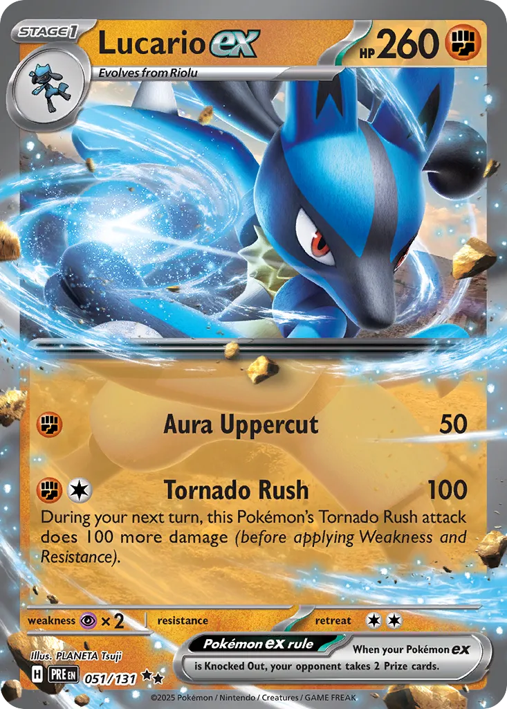 Lucario ex 051/131 — Prismatic Evolutions (English Pokémon TCG card)