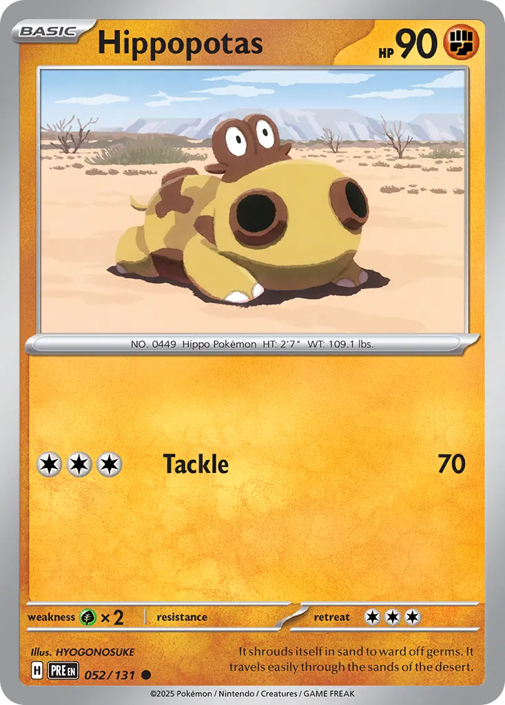 Hippopotas 052/131 — Prismatic Evolutions (English Pokémon TCG card)
