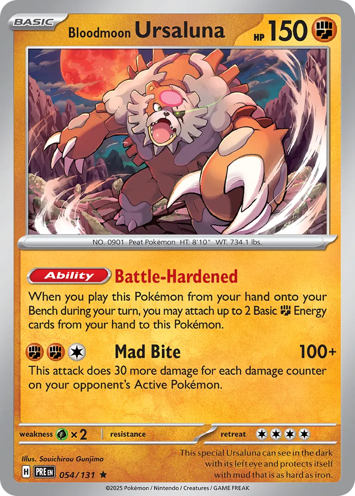 Bloodmoon Ursaluna 054/131 — Prismatic Evolutions (English Pokémon TCG card)