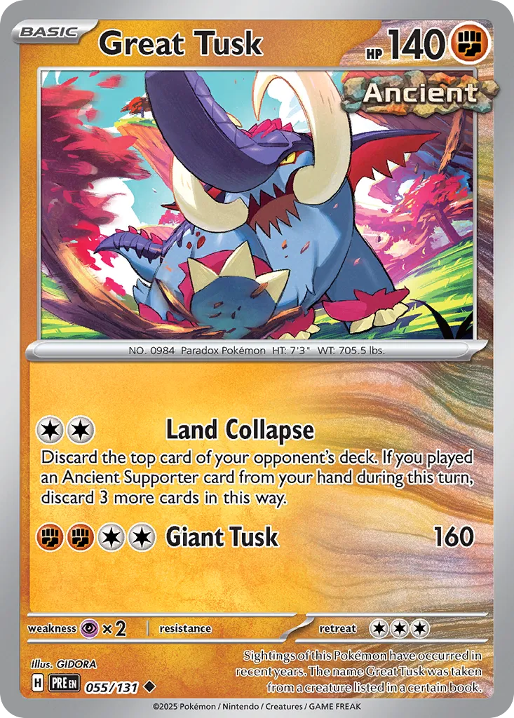 Great Tusk 055/131 — Prismatic Evolutions (English Pokémon TCG card)