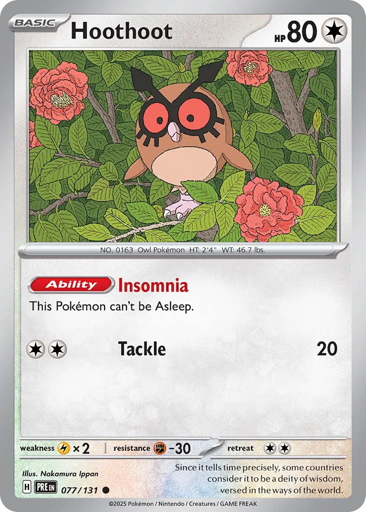 Hoothoot 077/131 — Prismatic Evolutions (English Pokémon TCG card)