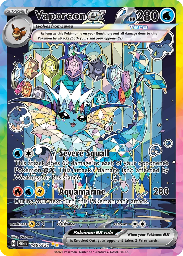 Vaporeon ex 149/131 — Prismatic Evolutions (English Pokémon TCG card)