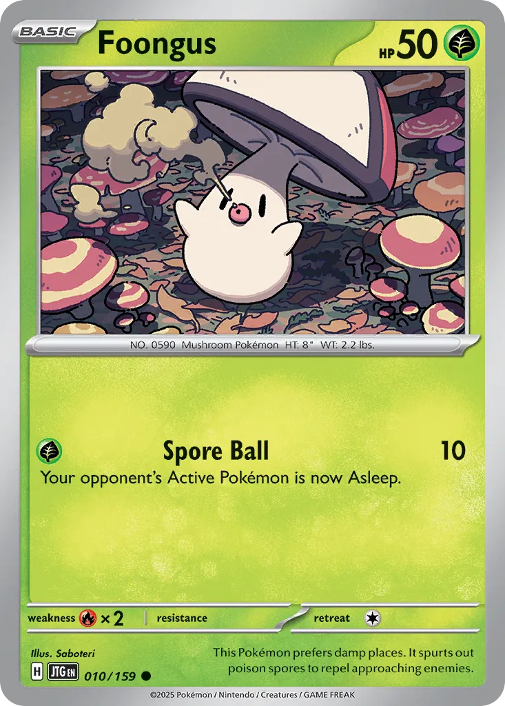 Foongus 010/159 — Journey Together (English Pokémon TCG card)