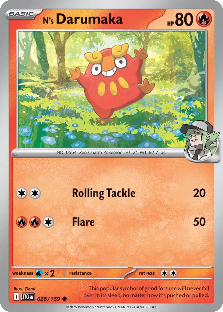 N's Darumaka 026/159 — Journey Together (English Pokémon TCG card)