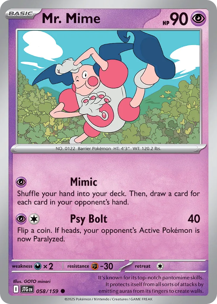 Mr. Mime 058/159 — Journey Together (English Pokémon TCG card)