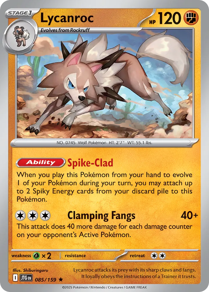 Lycanroc 085/159 — Journey Together (English Pokémon TCG card)