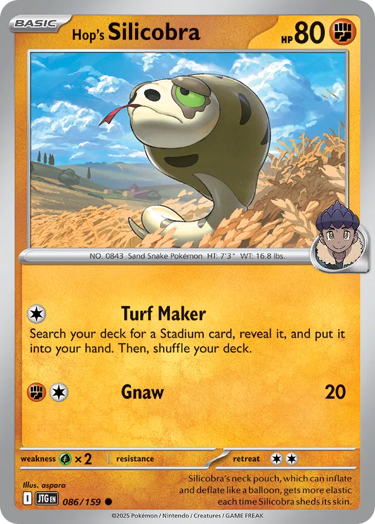 Hop's Silicobra 086/159 — Journey Together (English Pokémon TCG card)