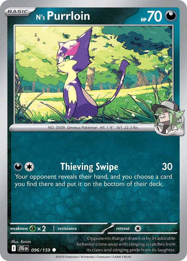 N's Purrloin 096/159 — Journey Together (English Pokémon TCG card)