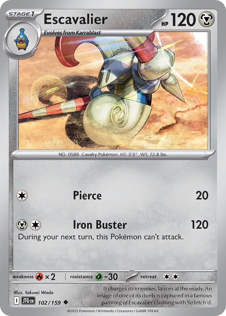 Escavalier 102/159 — Journey Together (English Pokémon TCG card)