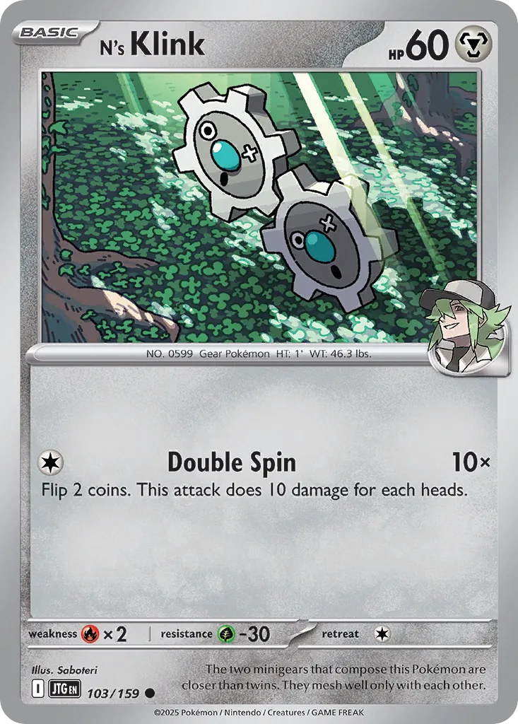 N's Klink 103/159 — Journey Together (English Pokémon TCG card)