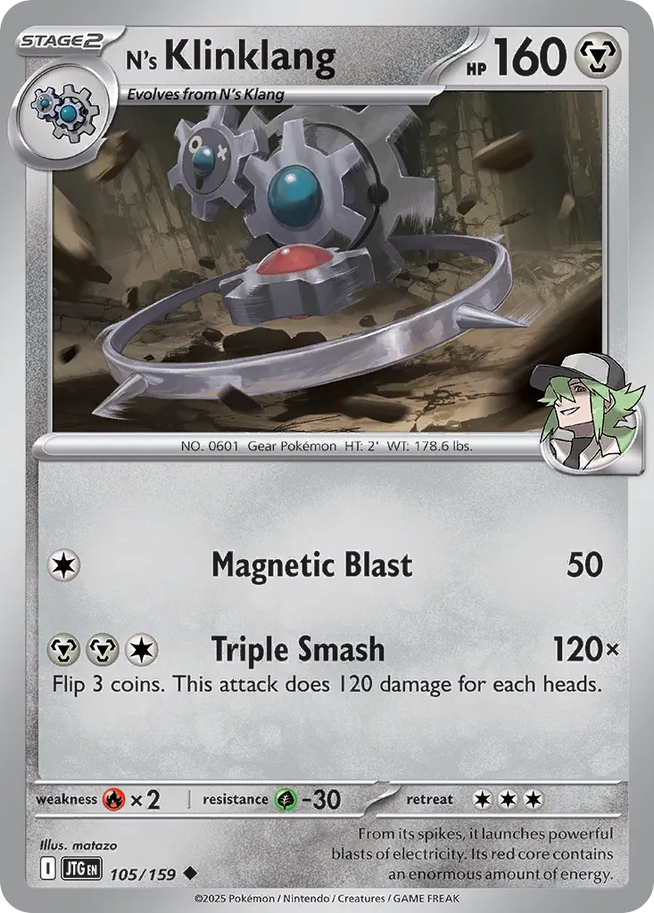 N's Klinklang 105/159 — Journey Together (English Pokémon TCG card)